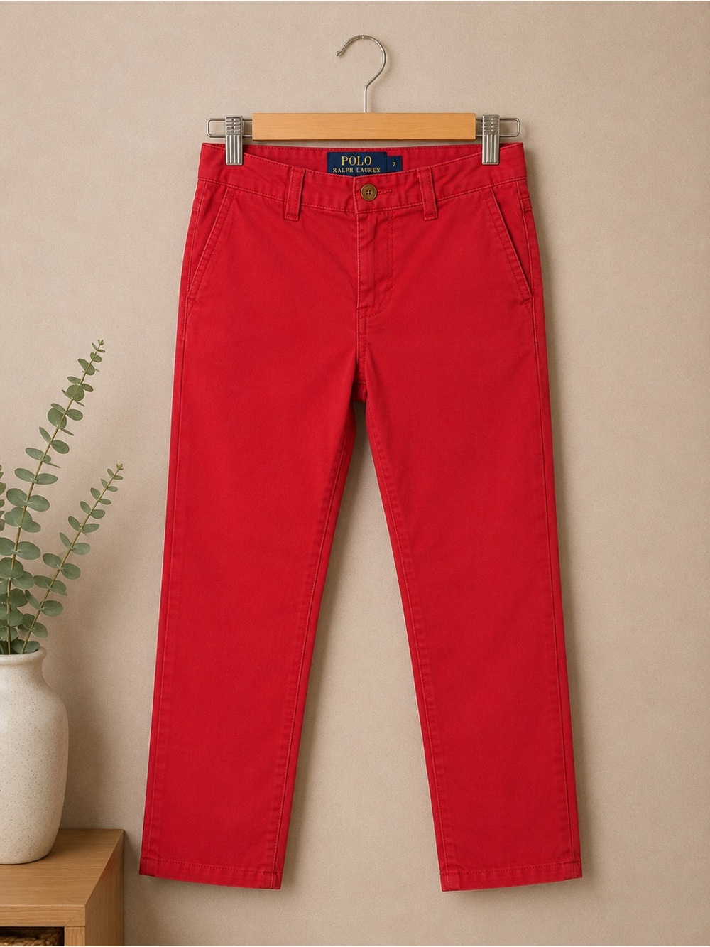 Polo Ralph Lauren Boys Red Chino Pants Size 7 Classic Preppy School